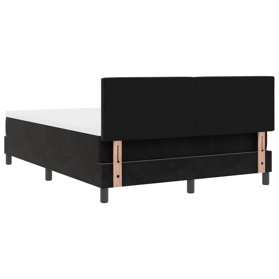 Boxspring Bed Met Matras Zwart 140X200 Cm Fluweel Blauw