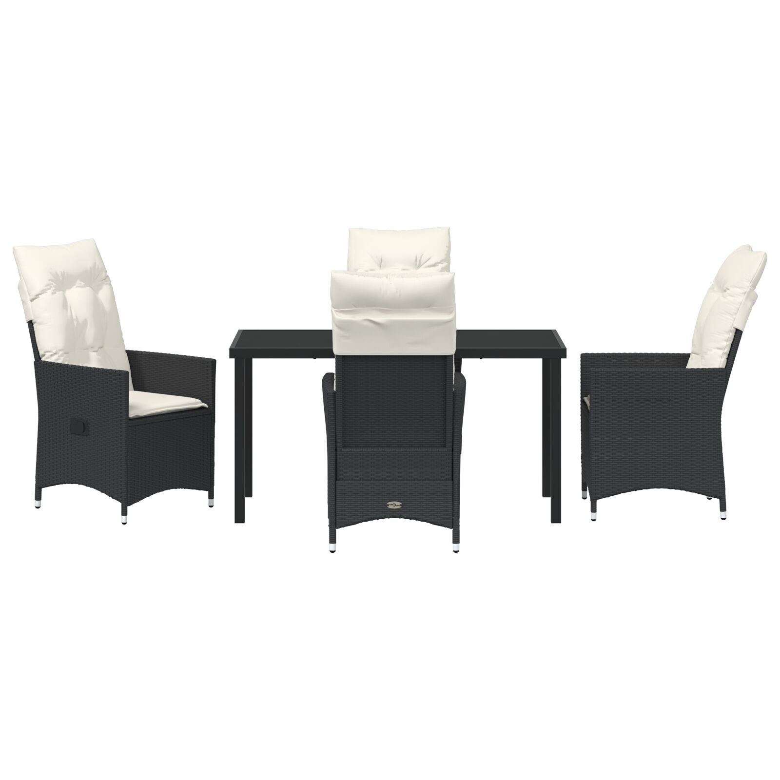 5 Delige Tuin Eetset Met Kussens Zwart Poly Rattan