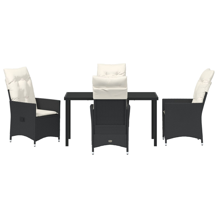 5 Delige Tuin Eetset Met Kussens Zwart Poly Rattan