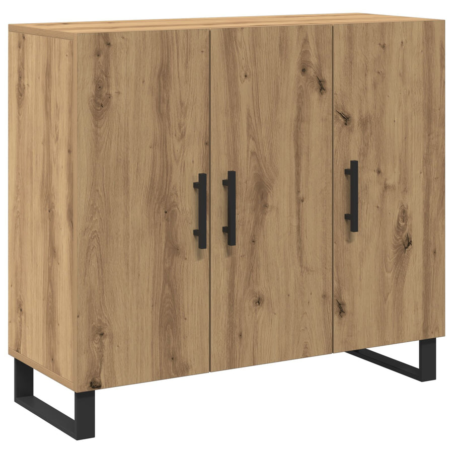Dressoir Met 3 Deuren Artisan Eikenhout 90X34X80 Cm Gelaagd Hout