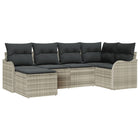 Garden Sofa Set with Cushions 6 pcs Light Grey Poly Rattan