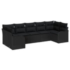 Tuinset poly rattan 6 personen zwart