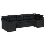 Tuinset poly rattan 6 personen zwart