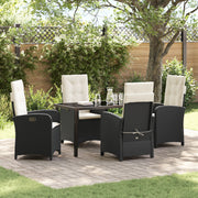 Tuin eettafelset 5-delig poly rattan zwart
