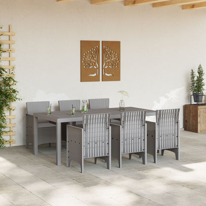7-Persoons Tuin Eetset Met Kussens Lichtgrijs Poly Rattan