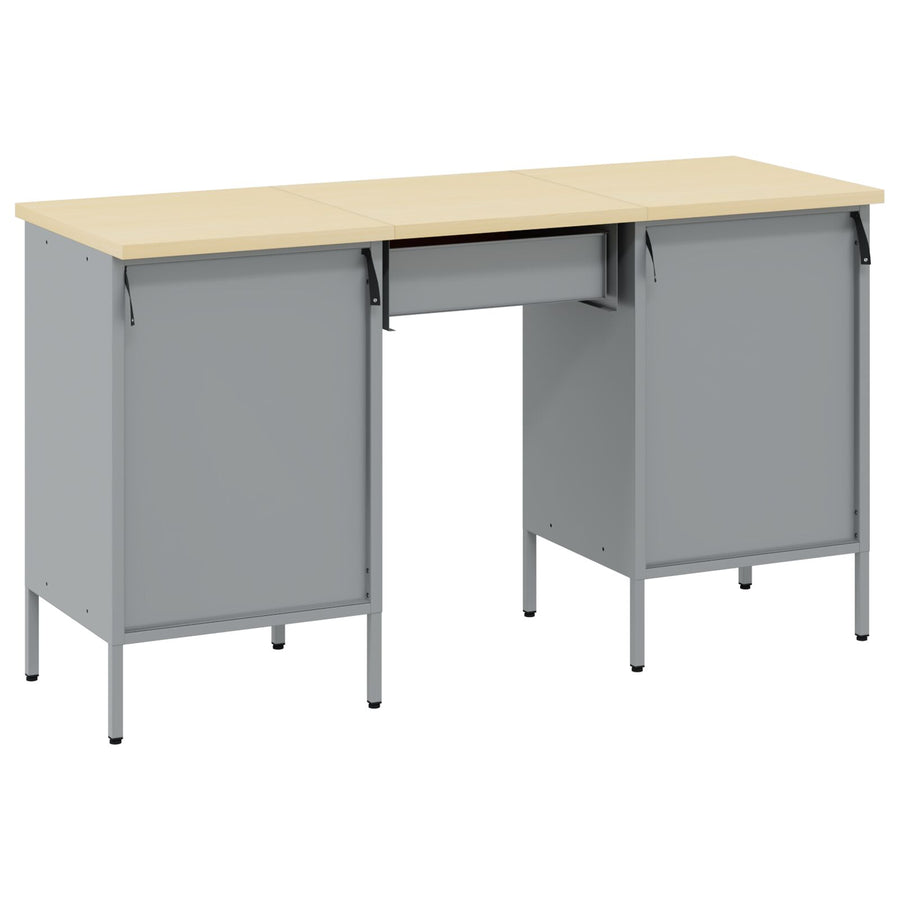 3-Delige Werkcabinet En Tafel Set Geïndustrialiseerd Hout En Staal 3x (84/85/20 cm) Rood 3x kabinet