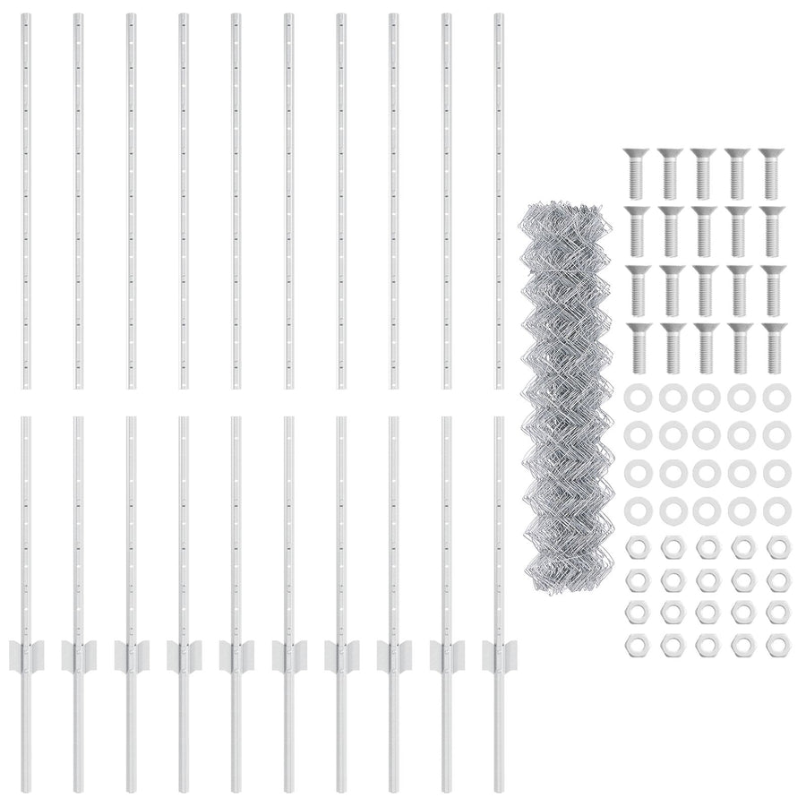Kettinglink Hek met 20 U Posts Zilver 1.2x10 m Staal