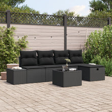 6-Delige Tuinsofa Set Met Kussens Zwart Poly Rattan Wit