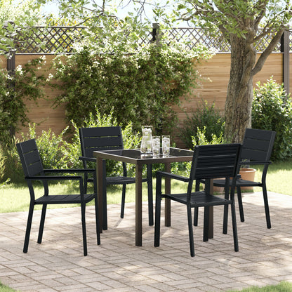5-Delige Tuin Eetset Zwart Hdpe