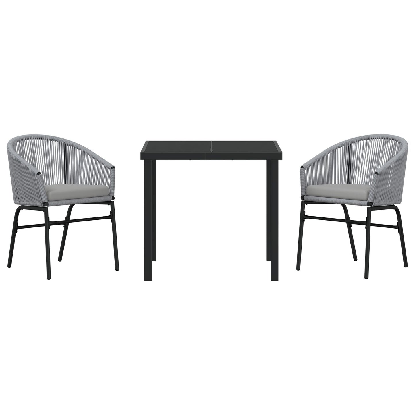 3-Delige Tuin Eetset Grijs Poly Rieten
