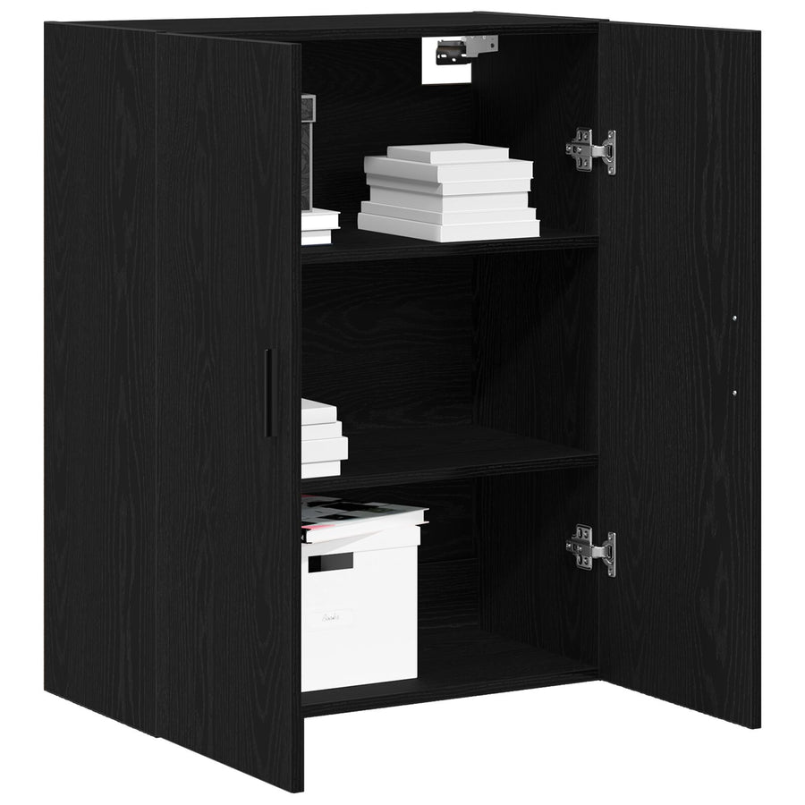 Wandkast 69,5X34X90 Cm Gelaagd Hout Zwart eiken