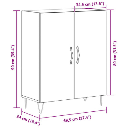 Sideboard Zwart Eiken 69,5X34X90 Cm Bewerkt Hout