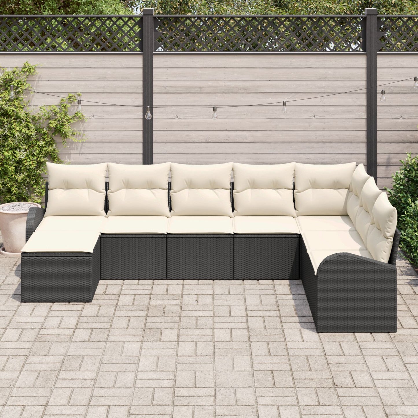 8-Delige Tuinsalonset Met Kussens Zwart Poly Rattan