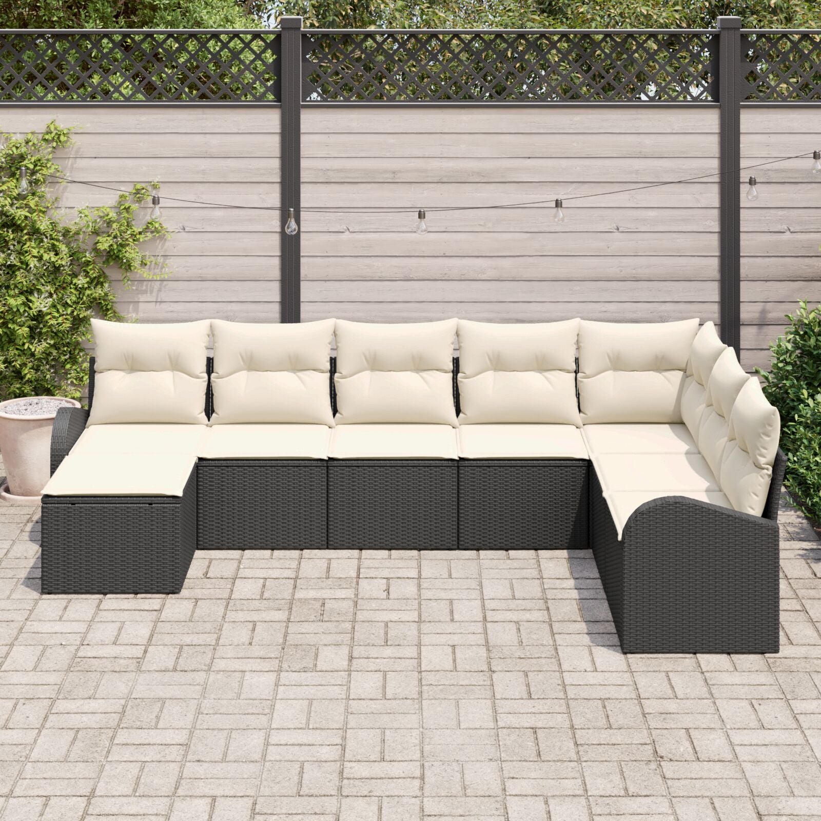 8-Delige Tuinsalonset Met Kussens Zwart Poly Rattan