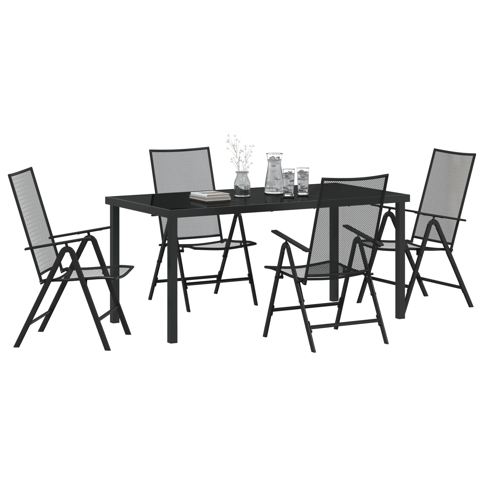 5-Delig Tuin Eetset Anthraciet Staal