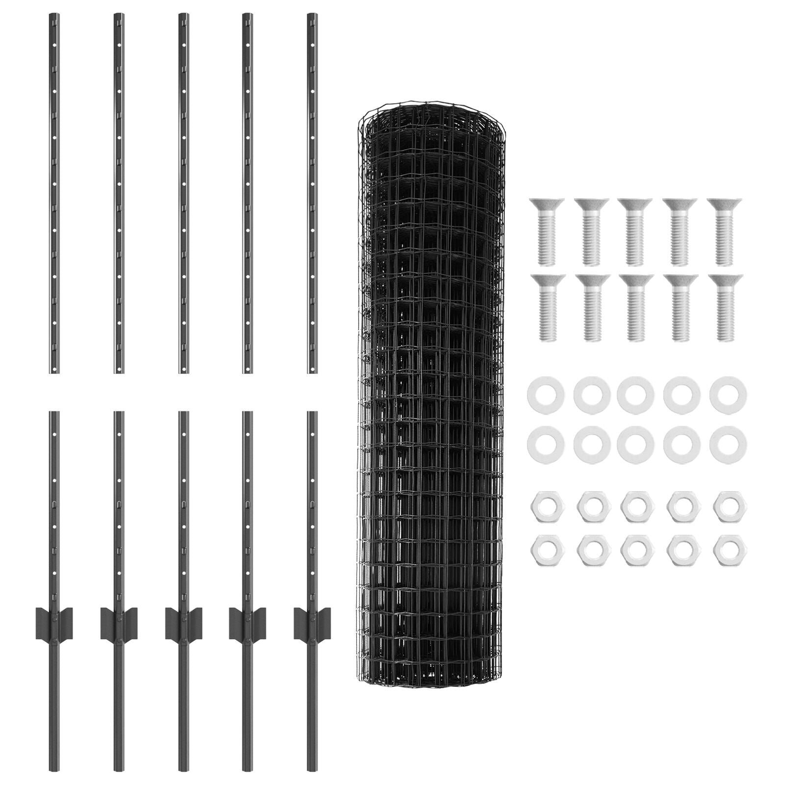 Tuinhek Set Set Van 2 Grijs Gepoedercoat Staal 10 X 1 M
