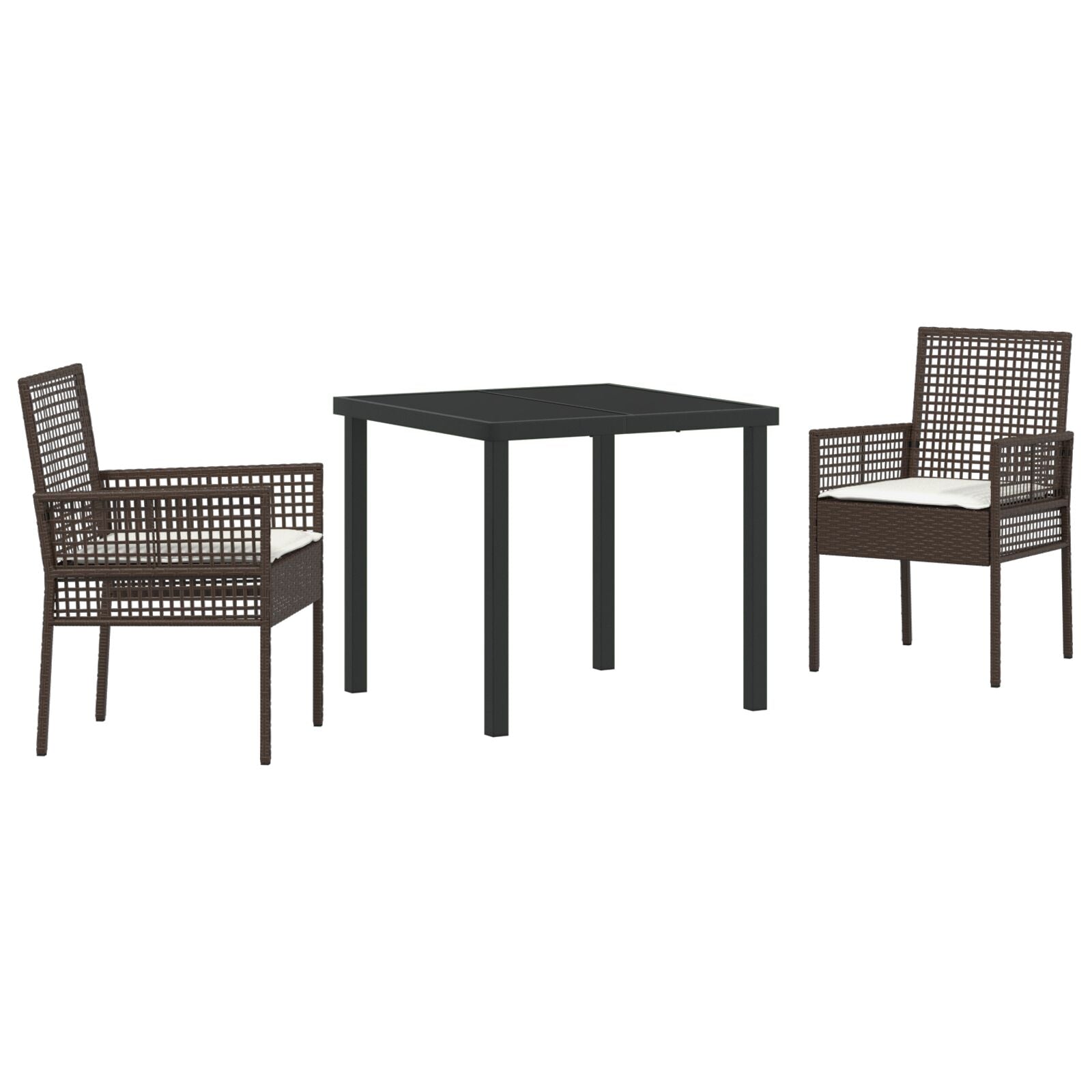 3-Delige Tuindining Set Met Kussens Bruin Poly Rattan