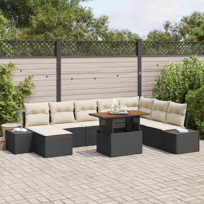 Tuinbank Set Set Van 9 Zwart Rattan Tuin Hoekbank Rechthoekig