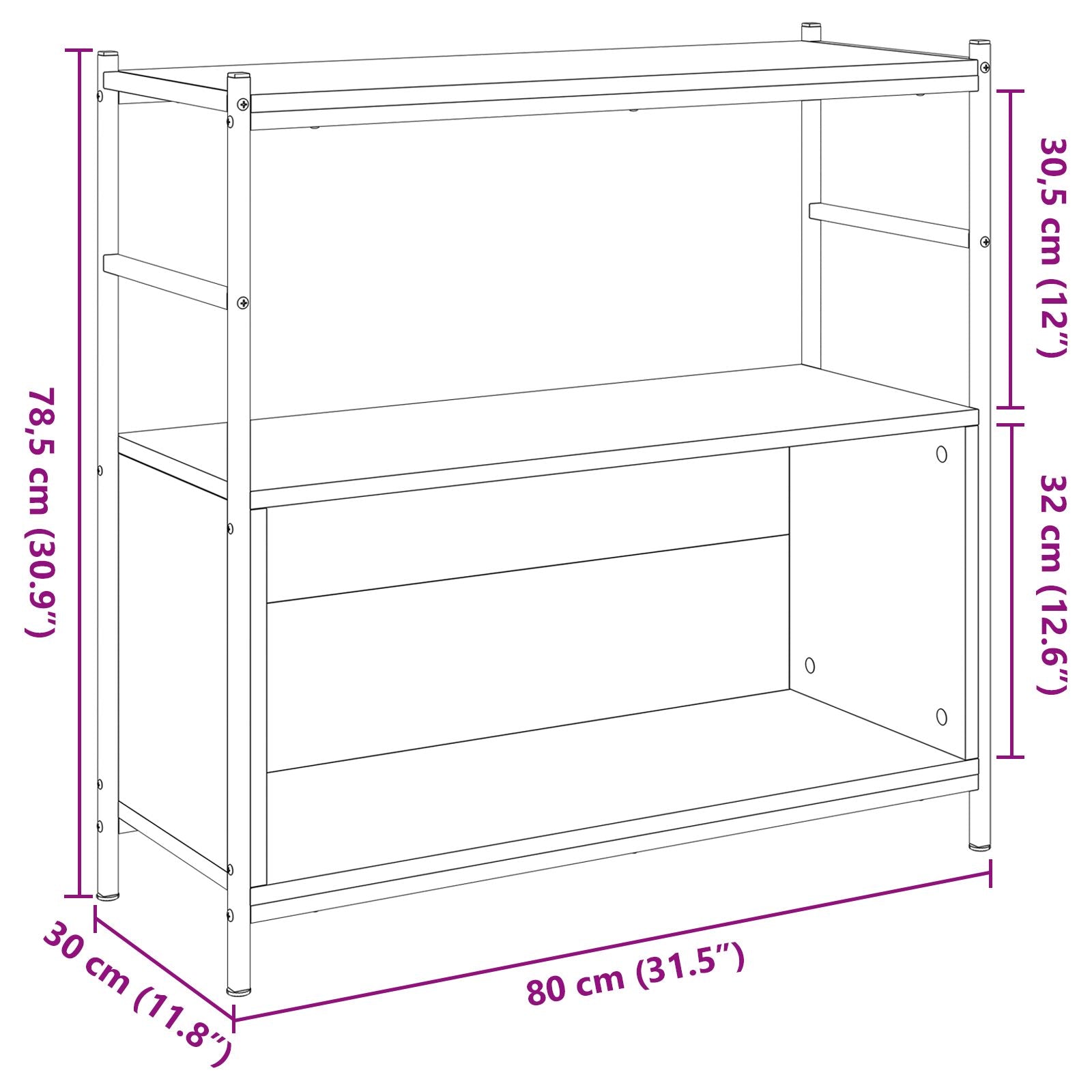 Boekenkast Artisian Eiken 80X30X Houtmateriaal 78,5 cm Artisan eiken