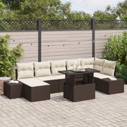 Tuin loungeset poly riet 8-delig bruin