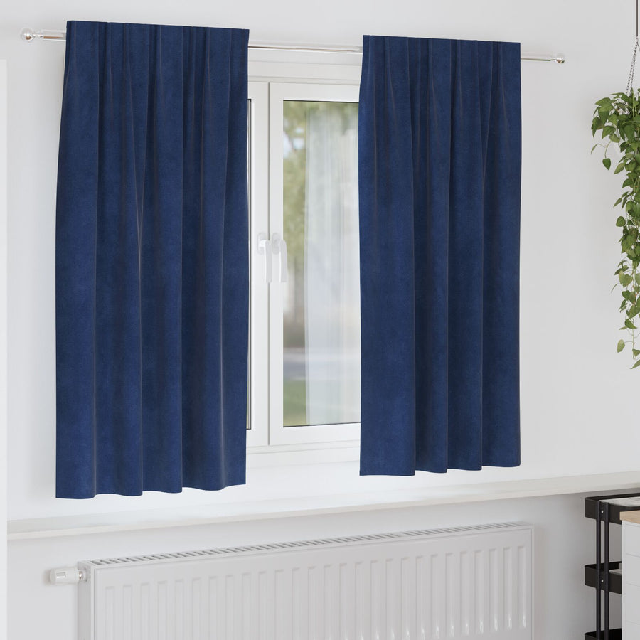 Blackout Gordijnen Met Top Tape 2 Stuks E Velvet Donkerblauw 140 x 175 cm met ingenaaide tape