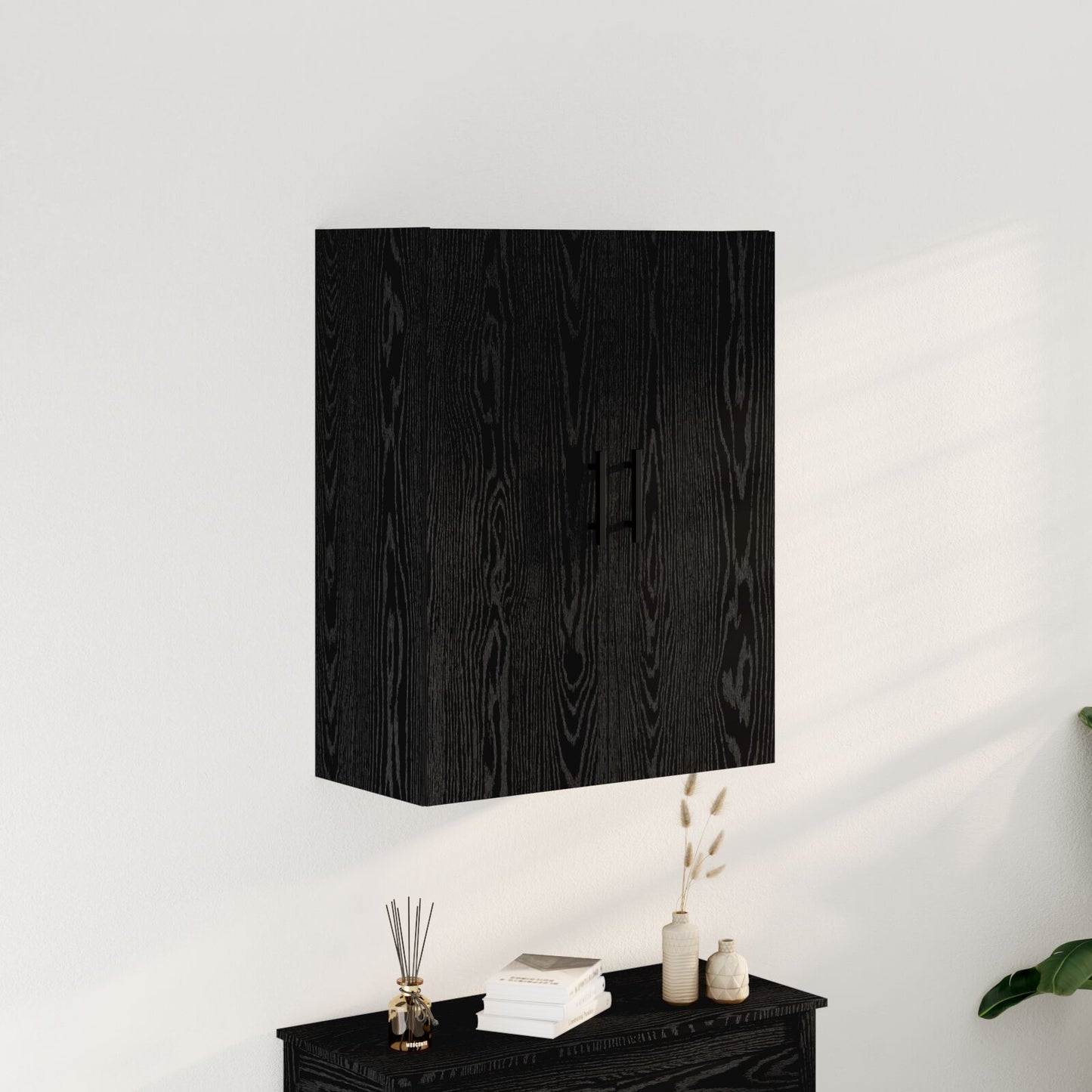 Wandkast Zwart Eiken 69,5X34X90 Cm Gelaagd Hout