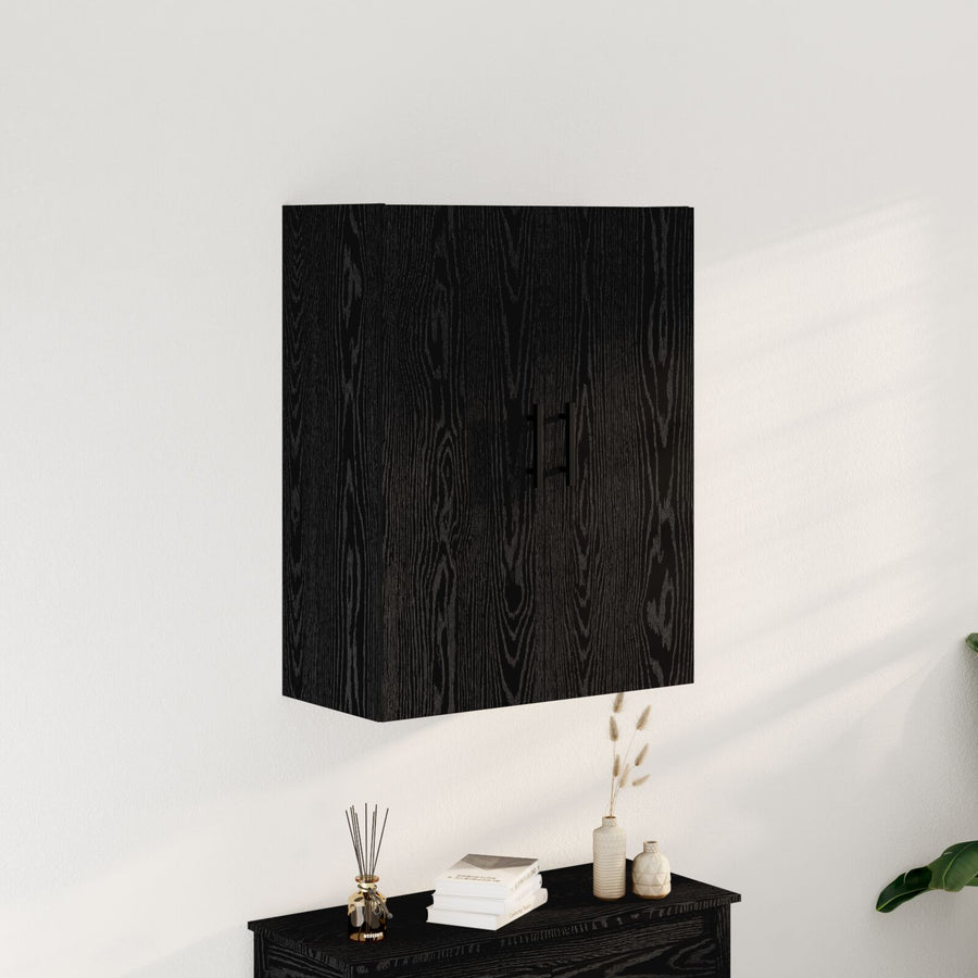 Wandkast Zwart Eiken 69,5X34X90 Cm Gelaagd Hout