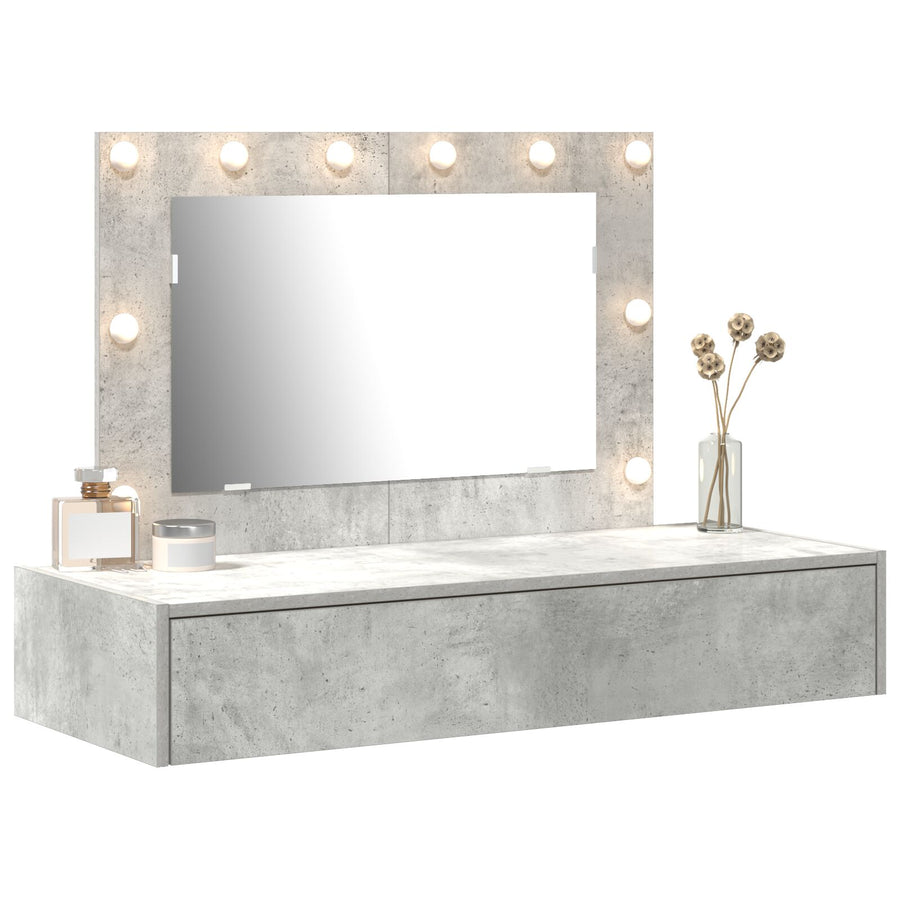 Wandkaptafel -Lichten In 100 x 40 x 70 cm Beton grijs met LED
