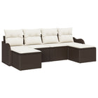Tuinset poly rotan 6-delig bruin 5 personen