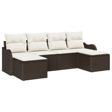 6-delige Tuin Sofa Set met Kussens Bruin Poly Rattan, vidaXL 2-Zits Tuin Sofa met Kussens Bruin Poly Rattan