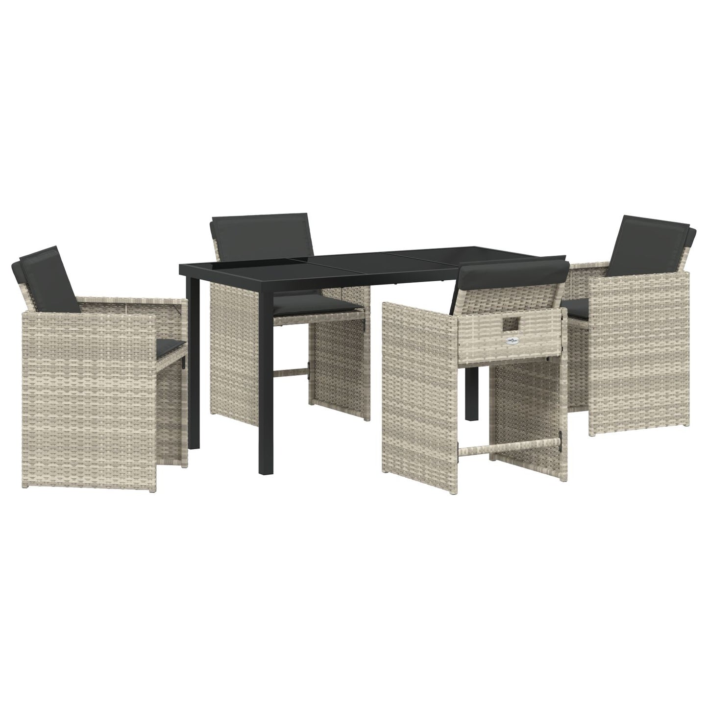 5 Delige Tuin Eetset Met Kussens Lichtgrijs Poly Rattan