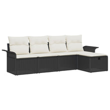 5-Delige Tuinsofa Set Met Kussens Zwart Poly Rattan