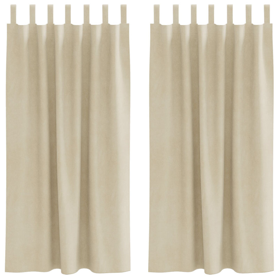 Blackout Gordijnen Met Hanglussen 2 Stuks Fluweel Crème 140 x 175 cm met ophanglussen