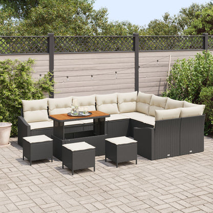 13-Delige Tuinbank Set Met Kussens Zwart Poly Rattan Acacia, 4-Delige Tuin Eet Set Met Kussens Zwart Poly Rattan Acacia, 2-Zit Tuinbank Met Kussens Zwart Poly Rattan Wit