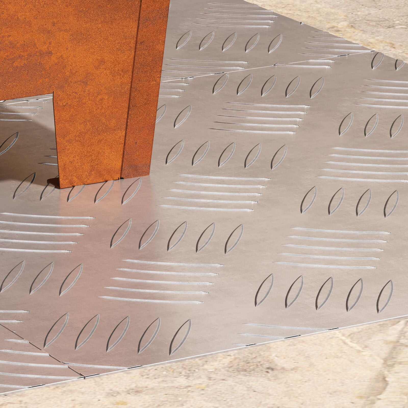 Aluminium Checker Platen 4 Stuks Antislip 40X40 Cm 40 x 40 x 0,3 cm Vierkant