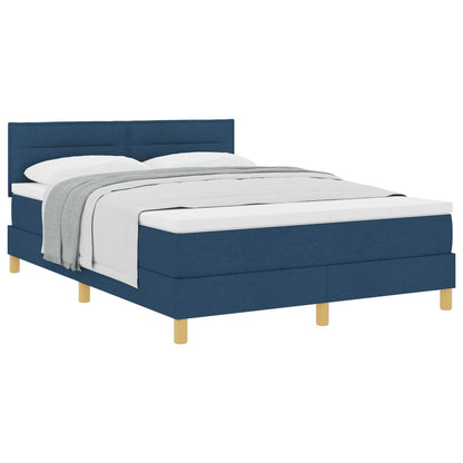 Boxspringbed Met Matras Stof Blauw 140 x 200 cm Lijnen ontwerp