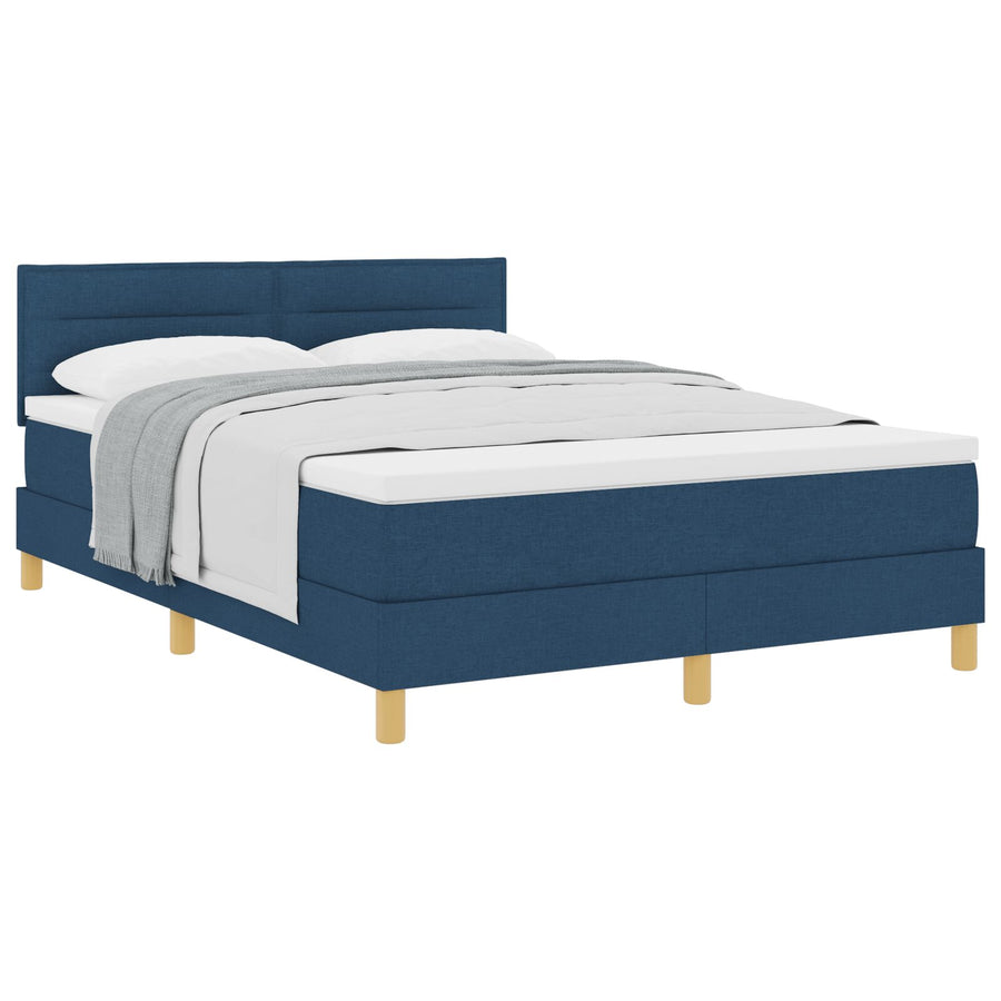 Boxspringbed Met Matras Stof Blauw 140 x 200 cm Lijnen ontwerp