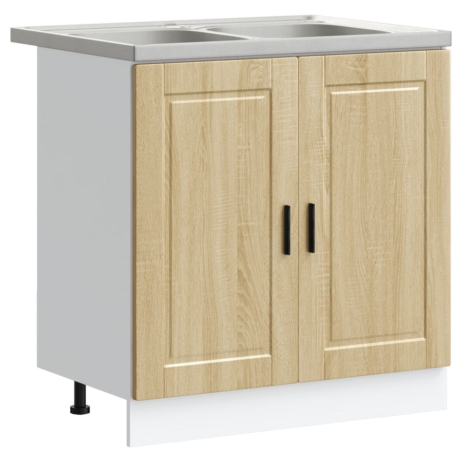 Spoelonderkast 'Porto' Met Spoelbak Sonoma Eik 80X46X84,5 Cm Gelaagd Hout