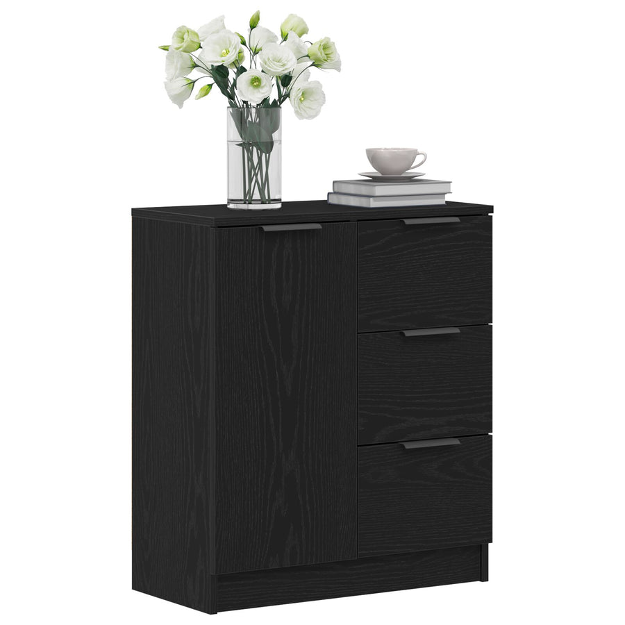 Zwart Eiken Dressoir 60X30X70 Cm Gemaakt Van Bewerkt Hout