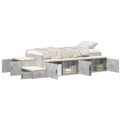 Opslagbed Beton Grijs Engineered Wood 75 X 190 Cm Opslagbedframe Artisanaal Eiken
