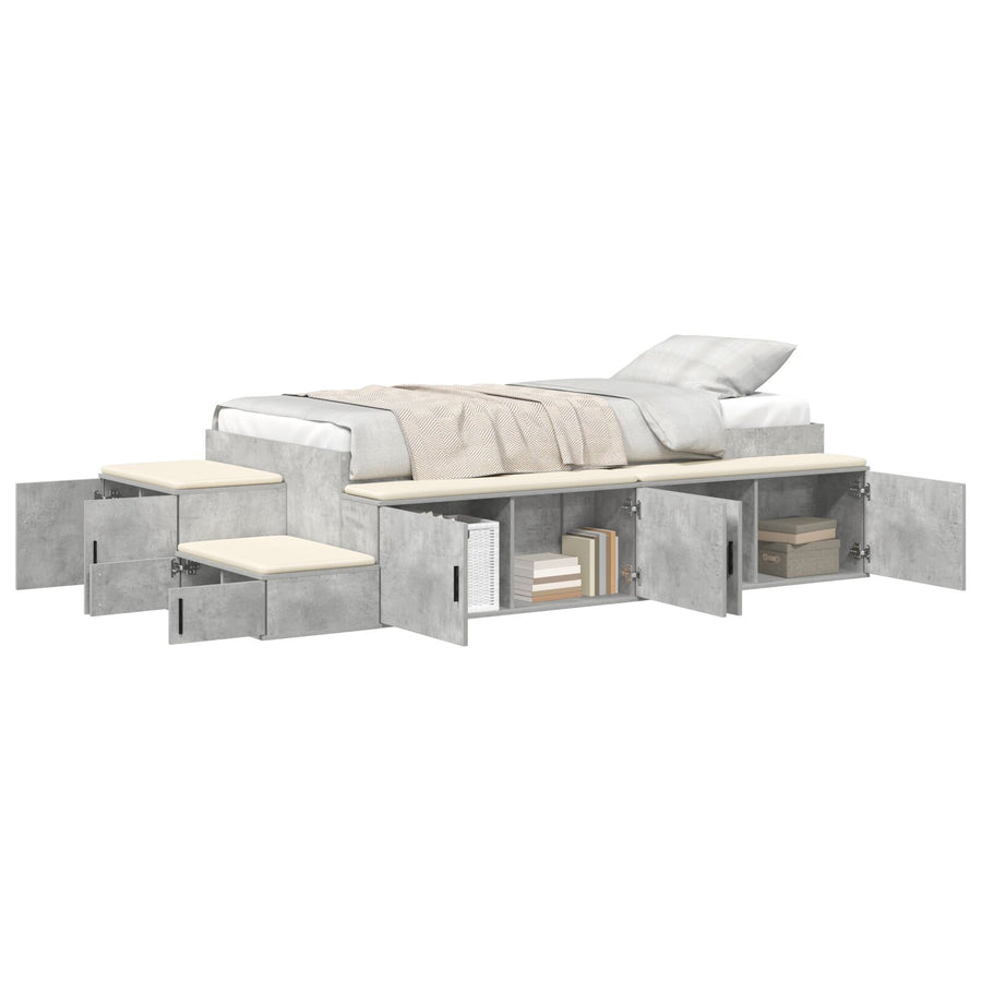 Opslagbed Beton Grijs Engineered Wood 75 X 190 Cm Opslagbedframe Artisanaal Eiken
