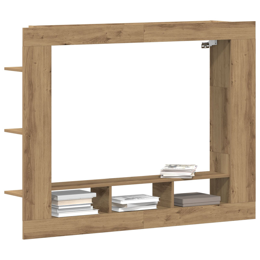Tv-Kast Aan De Muur Artisan Eiken 152X22X113 Cm Ambachtelijk Eiken