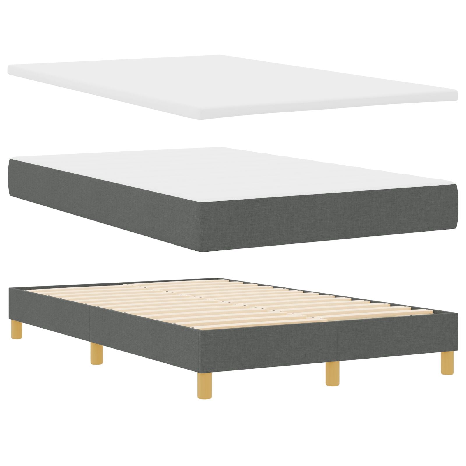 Donkergrijs Boxspringbed Met Matras 120X190 Cm Blauw