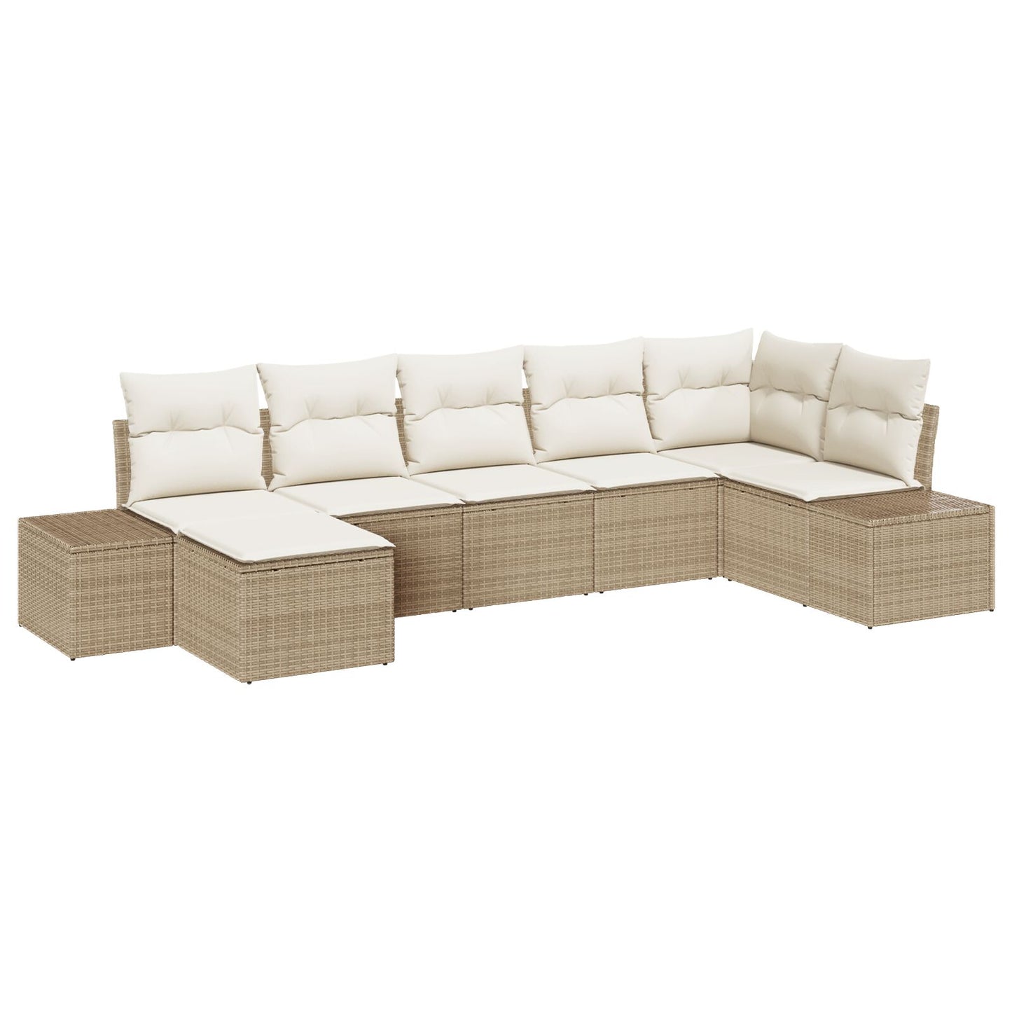 7-Delige Tuin Sofa Set Met Kussens Beige Poly Rattan