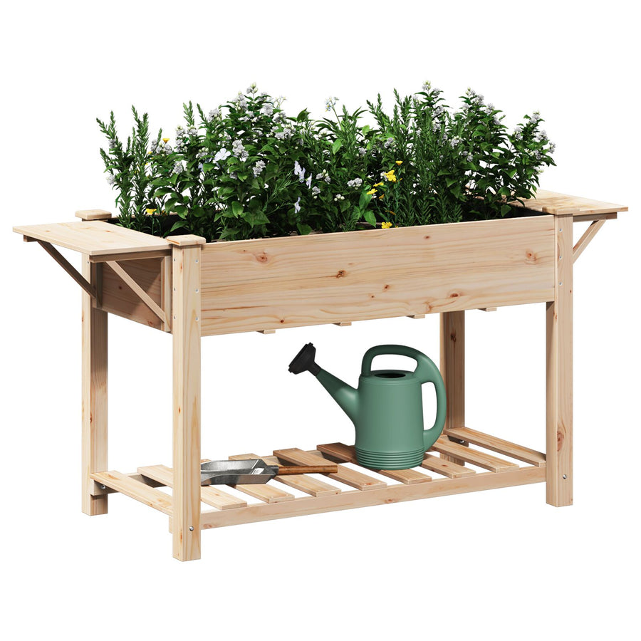 Tuinbak Met Planken 155X59X76 Cm Massief Grenenhout 155 x 59 x 76.5 cm