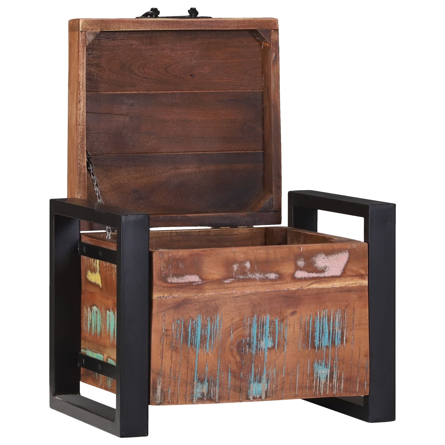 Opbergkasten 40X30X30Cm En Metaal 40 x 30 x 30 cm Massief gerecycled hout