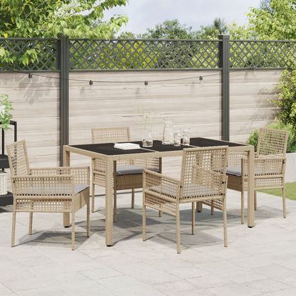 5-Delige Tuin Eetset Met Kussens Beige Poly Rattan
