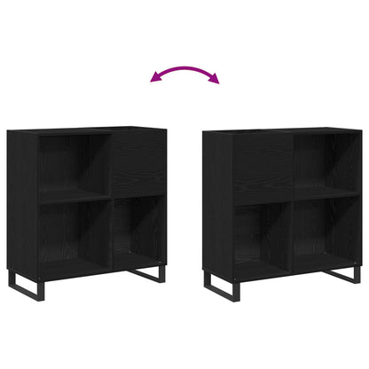 Recordkast 84.5X38X90 Cm Geconstrueerd Hout Zwart eiken