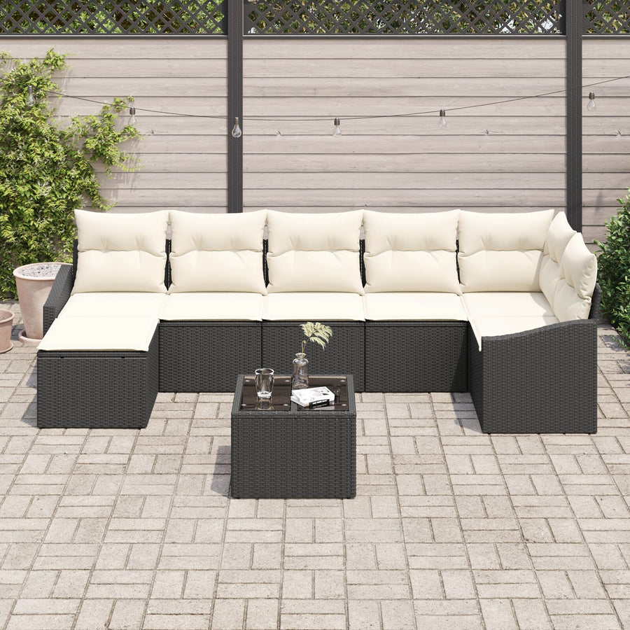 7-Delige Tuindining Set Met Kussens Bruin Poly Rattan