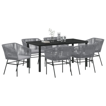2-Delige Tuin Eetset Met Kussens Grijs Poly Rattan